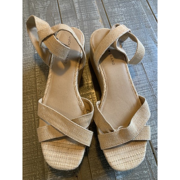 Lucky Brand Shoes - Lucky Brand Bikaro Natural Nude Open Toe Platform Ankle Strap Wedge Sandals NWT